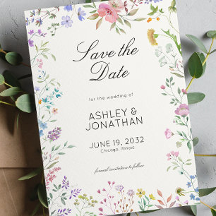 Simple, Timeless Wildflower Soft White Wedding Save The Date