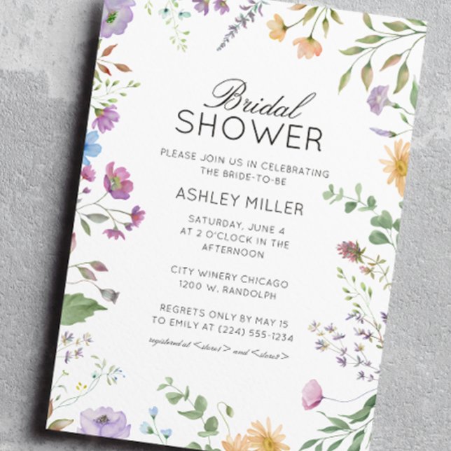 Simple, Timeless Wildflower Wedding Bridal Shower Invitation (Creator Uploaded)