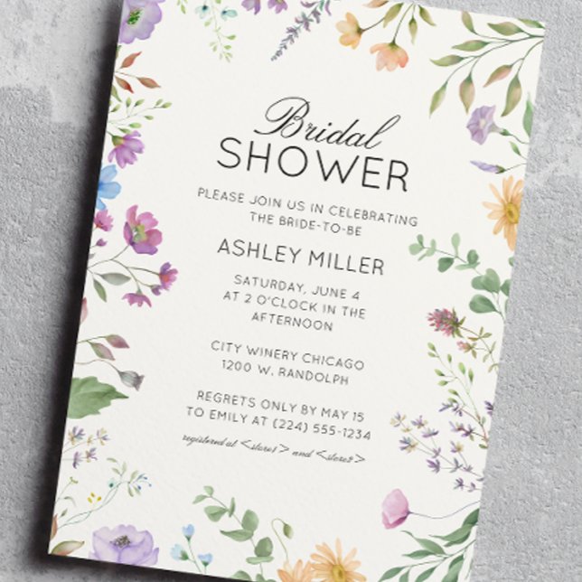 Simple, Timeless Wildflower Wedding Bridal Shower Invitation (Creator Uploaded)