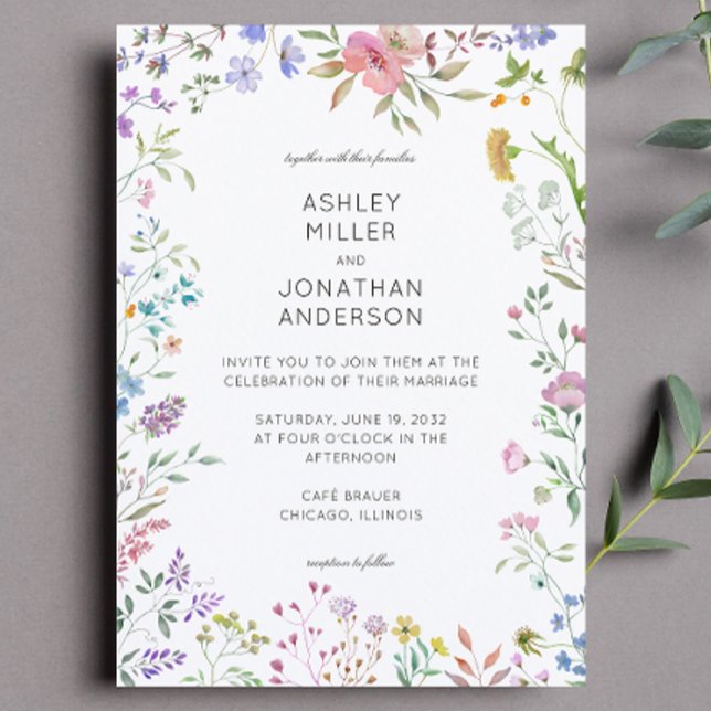 Simple, Timeless Wildflower Wedding Invitation (Creator Uploaded)