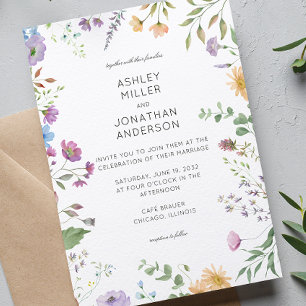 Simple, Timeless Wildflower Wedding Invitation