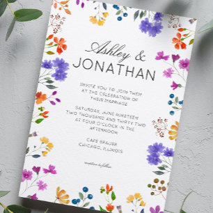 Simple, Timeless Wildflower Wedding Invitation