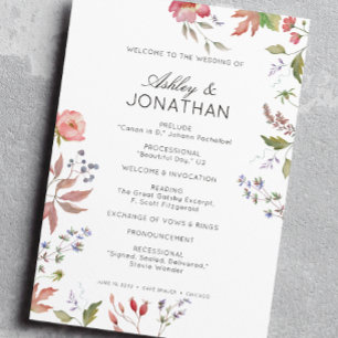 Simple, Timeless Wildflower Wedding Program