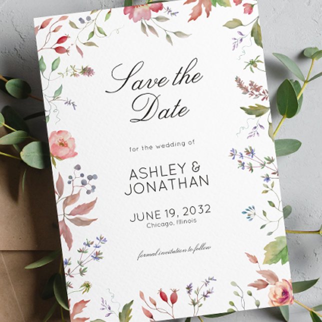 Simple, Timeless Wildflower Wedding Save The Date (Creator Uploaded)