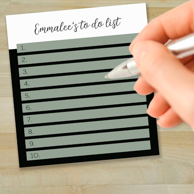Simple To Do Custom Lined Numbered White Green Mix Notepad (Creator Uploaded)