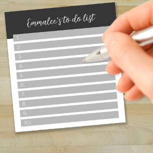 Simple To Do Customisable Lined Numbered Grey Notepad
