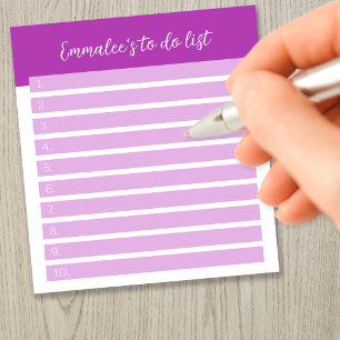 Simple To Do Customisable Lined Numbered Magenta Notepad