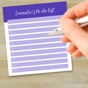 Simple To Do Customisable Lined Numbered Purple Notepad