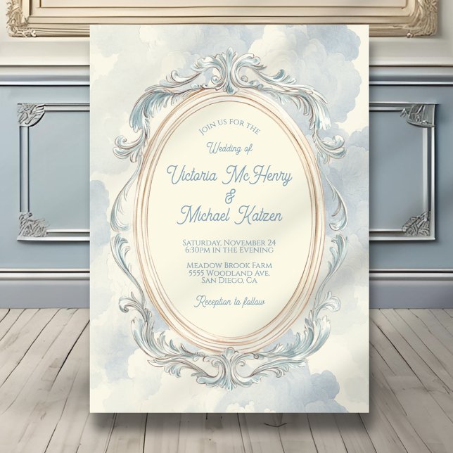 Simple Toile Wedding Frame Invitation (Creator Uploaded)