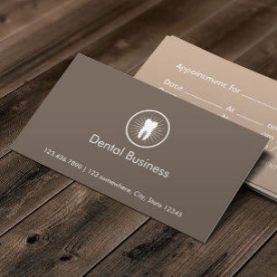 Simple Tooth Icon Dental Appointment Business Card