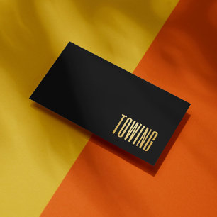 Simple Towing Black And Gold  Business Card