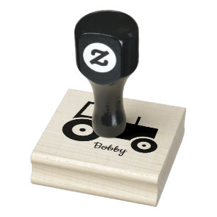Simple Tractor Design Wooden Art Stamp