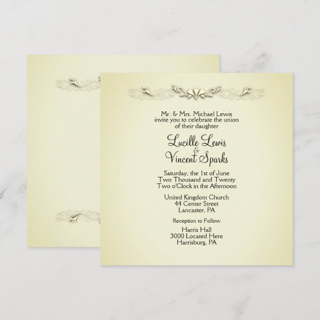 Simple Traditional Accent Wedding Invitations (Front/Back)