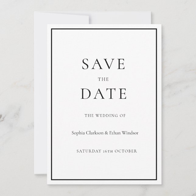 Simple Traditional Digital Save the Date Card (Front)