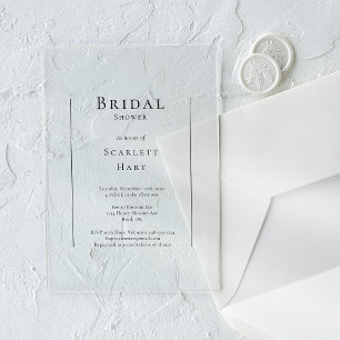 Simple Traditional Minimal Wedding Bridal Shower Acrylic Invitations