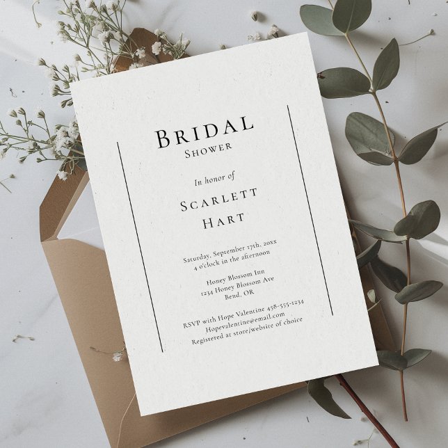 Simple Traditional Minimal Wedding Bridal Shower Invitation (Creator Uploaded)