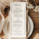 Simple Traditional Minimal Wedding Flat Menu<br><div class="desc">This simple traditional minimal wedding flat menu design is a timeless fusion of classic charm and contemporary simplicity. With a focus on minimalist style, this design features clean lines, neutral tones, and a sophisticated black and white palette, ensuring every detail exudes refined simplicity. Whether you're planning a traditional ceremony or...</div>