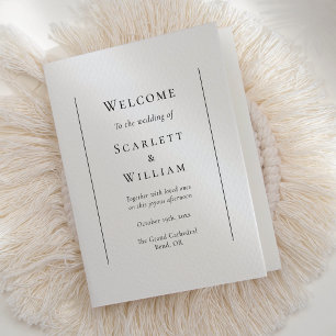 Simple Traditional Minimal Wedding Folded Program