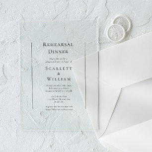 Simple Traditional Wedding Rehearsal Dinner Acrylic Invitations