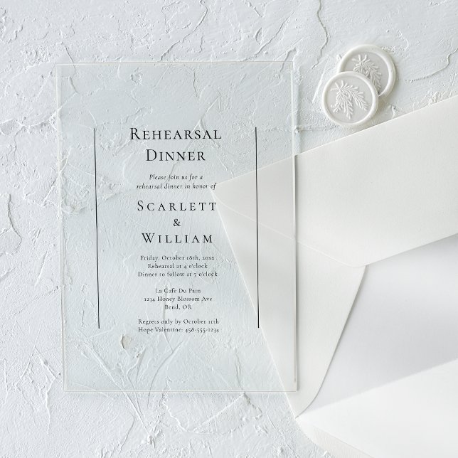 Simple Traditional Wedding Rehearsal Dinner Acrylic Invitations (Creator Uploaded)