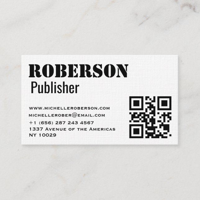 Simple traditional white card with qr code (Front)