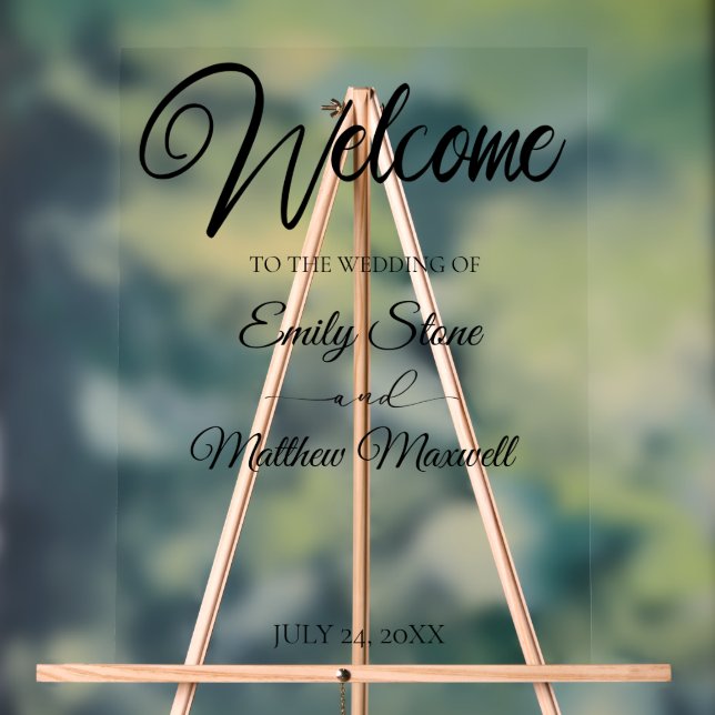 Simple Transparent Acrylic Wedding Welcome sign (Neutral)