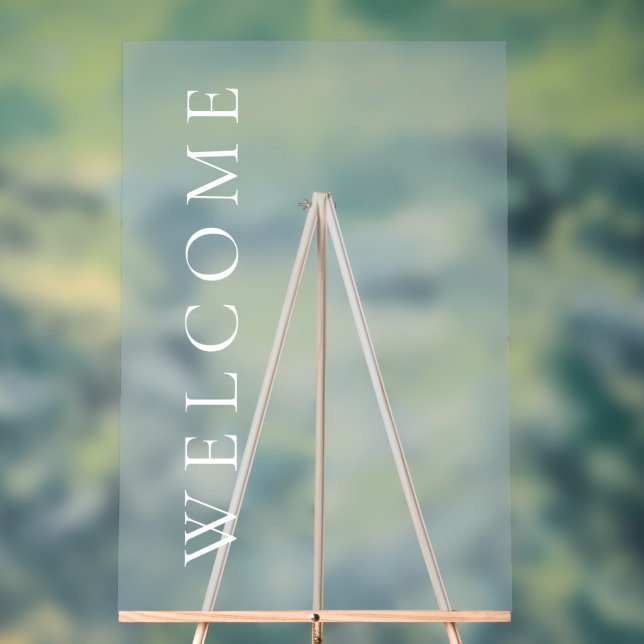 Simple Transparent Dusty Blue Welcome Wedding Acrylic Sign (Neutral)