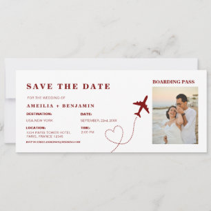 Simple Travel Boarding Pass Destination wedding  Invitation