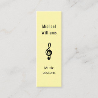 Simple Treble Clef Music Teacher QR code Yellow Mini Business Card