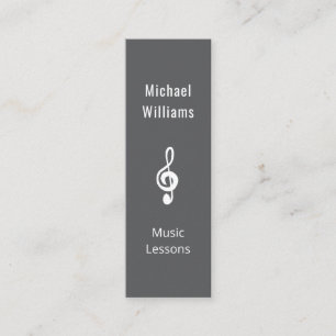 Simple Treble Clef QR code Grey Music Lessons Mini Business Card