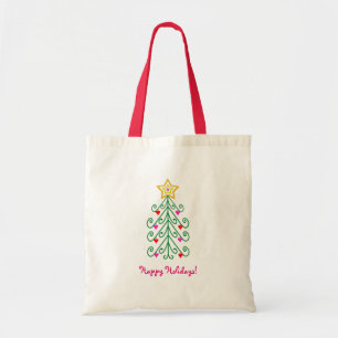 Simple Tree Heart Ornaments Christmas Tote Bag