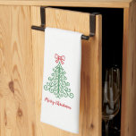 Simple Tree with Bow Modern Christmas Tea Towel<br><div class="desc">Modern Christmas kitchen towel featuring a simple and cute doodle of a Christmas tree with a bow along with the editable greeting "Merry Christmas".</div>