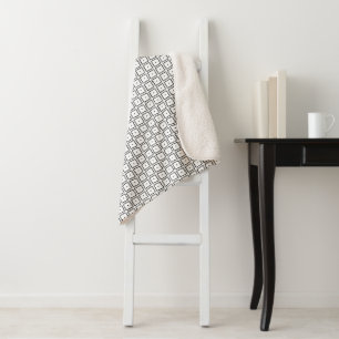 Simple Trendy Black and White Square Dot Pattern Sherpa Blanket
