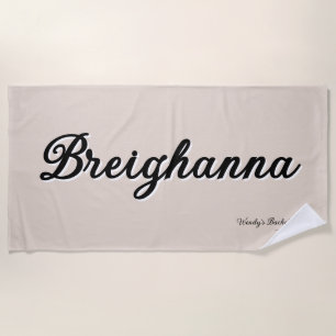 Simple Trendy Black + Beige Wedding Party  Beach Towel