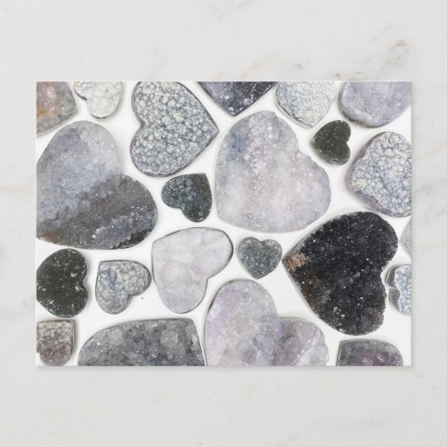 Simple Trendy Black White Crystal Heart Pattern Postcard (Front)