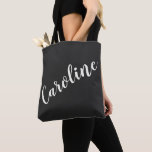 Simple Trendy Chic Black Calligraphy Personalised  Tote Bag<br><div class="desc">Minimalist Calligraphy Personalised Name Tote Bag in Black</div>