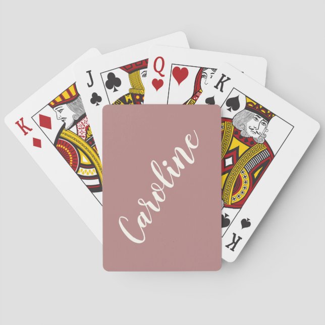 Simple Trendy Chic Rose Calligraphy Personalised  Playing Cards (Back)