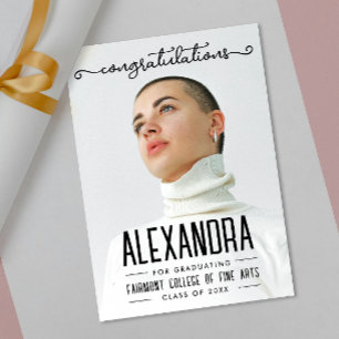 Simple Trendy Congratultions Graduate Script Photo Card