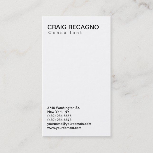 Simple Trendy Cute Plain Black White Business Card (Front)