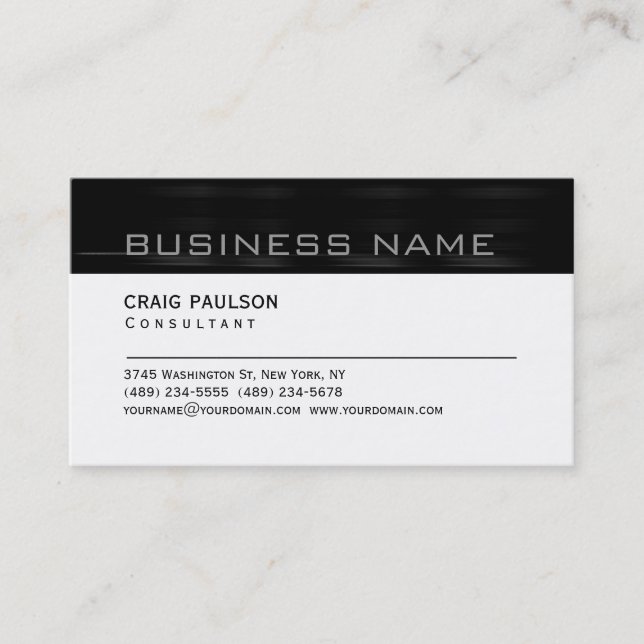 Simple Trendy Cute Plain Black White Business Card (Front)