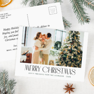 Simple trendy family photo christmas card