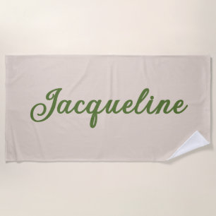Simple Trendy Green + Beige Wedding Party  Beach Towel