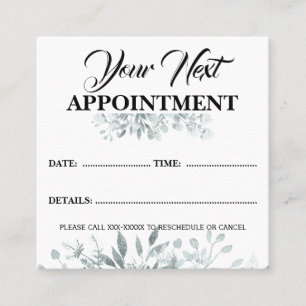 Simple Trendy Green Leafy Leaves Business Appointment Card
