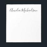 Simple trendy modern minimalist black & white notepad<br><div class="desc">Trendy,  simple,  modern,  minimalist notepad in black and white,  with elegant handwritten font.</div>