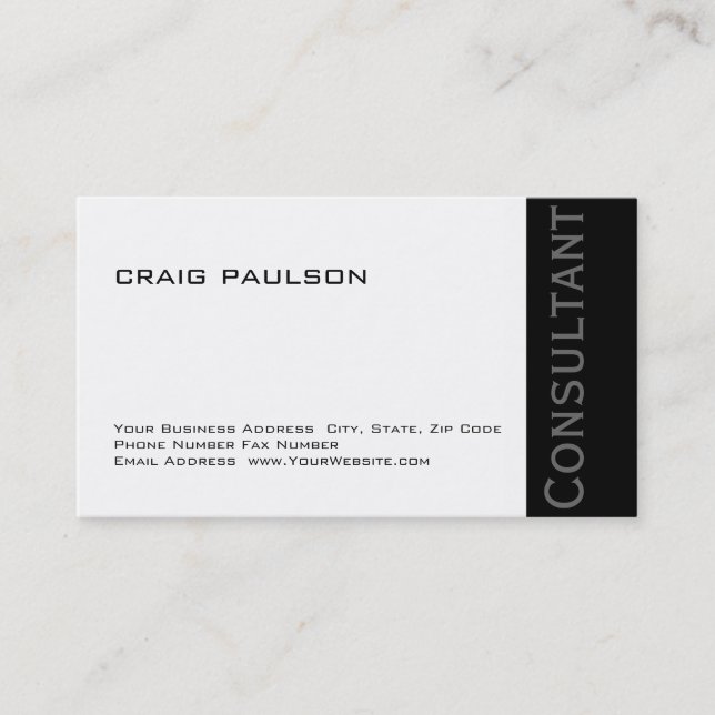 Simple Trendy Plain Consultant Business Card (Front)