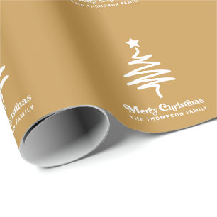 Simple Trendy Retro Gold Personalised Christmas Wrapping Paper