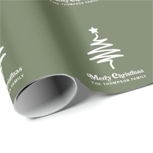 Simple Trendy Retro Green Personalised Christmas Wrapping Paper