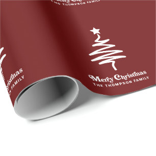 Simple Trendy Retro Red Personalised Christmas Wrapping Paper