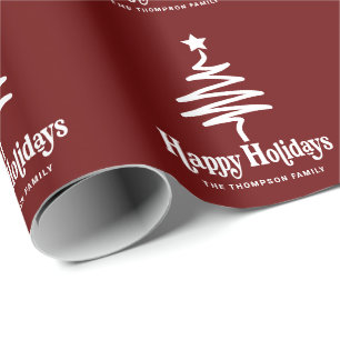 Simple Trendy Retro Red Personalised Holiday Wrapping Paper