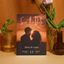 Simple Trendy Sun Photo Save The Date Wedding 